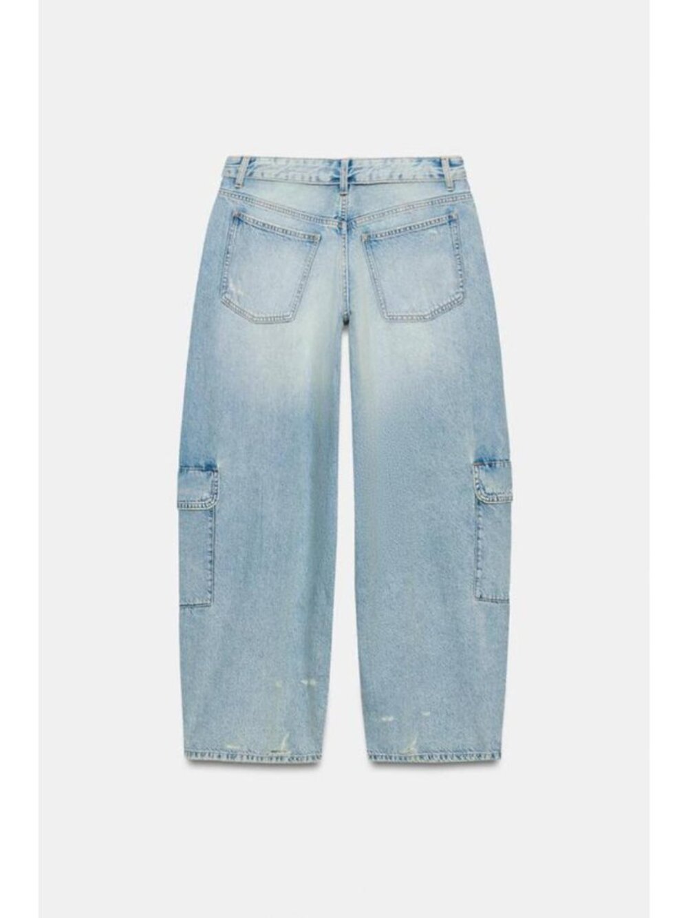 ZARA TRF OVERSIZED MID-RISE RIPPED CARGO JEANS - Picture 7 of 8